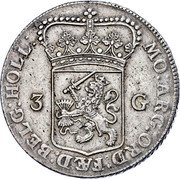Netherlands 3 Guldens Standing Figure Holland Province 1764 KM# 77 MO ARG ORD FAED BELG HOLL 3 GL coin obverse Netherlands 3 Guldens Standing Figure Holland Province 1764 KM# 77 MO ARG ORD FAED BELG HOLL 3 GL coin obverse