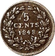 Netherlands 5 Cents William II 1848 Sword KM# 74 5 CENTS 1848. coin reverse Netherlands 5 Cents William II 1848 Sword KM# 74 5 CENTS 1848. coin reverse