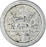 Netherlands 5 Cents Pattern 1907 KM# Pn117 NEDERLAND 1907 coin obverse Netherlands 5 Cents Pattern 1907 KM# Pn117 NEDERLAND 1907 coin obverse