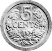 Netherlands 5 Cents Pattern 1906 KM# Pn112 5 CENTS coin reverse