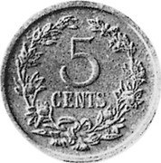 Netherlands 5 Cents Pattern 1904 KM# Pn105 5 CENTS coin reverse Netherlands 5 Cents Pattern 1904 KM# Pn105 5 CENTS coin reverse