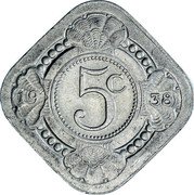 Netherlands 5 Cents Wilhelmina I 1938 KM# 153 5 C 19 34 coin reverse Netherlands 5 Cents Wilhelmina I 1938 KM# 153 5 C 19 34 coin reverse