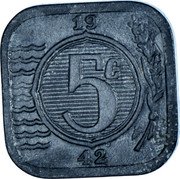 Netherlands 5 Cents Wilhelmina I 1942 KM# 172 19 5C 41 coin reverse