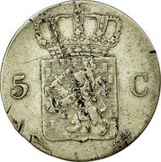 Netherlands 5 Cents Willem I 1822 KM# 52 5 C coin reverse Netherlands 5 Cents Willem I 1822 KM# 52 5 C coin reverse