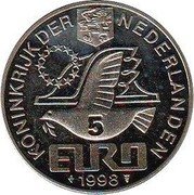 Netherlands 5 Euro 100th year anniversary artist Maurits Cornelis Escher 1998 ☤ X# 150 KONINKRIJK DER NEDERLANDEN 5 EURO 1998 coin obverse Netherlands 5 Euro 100th year anniversary artist Maurits Cornelis Escher 1998 ☤ X# 150 KONINKRIJK DER NEDERLANDEN 5 EURO 1998 coin obverse