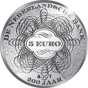 Netherlands 5 Euro 200 years of the Netherlands Central Bank 2014 KM# 353 DE NEDERLANDSCHE BANK 5 EURO MJG 200 JAAR coin reverse Netherlands 5 Euro 200 years of the Netherlands Central Bank 2014 KM# 353 DE NEDERLANDSCHE BANK 5 EURO MJG 200 JAAR coin reverse