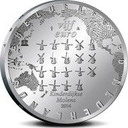 Netherlands 5 Euro Kinderdijk Windmills 2014 KM# 358 VIJF EURO KINDERDIJKSE MOLENS 2014 NEDERLANDS WERELDERFGOED coin reverse Netherlands 5 Euro Kinderdijk Windmills 2014 KM# 358 VIJF EURO KINDERDIJKSE MOLENS 2014 NEDERLANDS WERELDERFGOED coin reverse