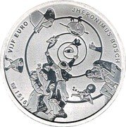 Netherlands 5 Euro Willem-Alexander Jheronimus Bosch 2016 Proof KM# 374 VIJF EURO JHERONIMUS BOSCH 1516 coin reverse Netherlands 5 Euro Willem-Alexander Jheronimus Bosch 2016 Proof KM# 374 VIJF EURO JHERONIMUS BOSCH 1516 coin reverse
