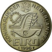 Netherlands 5 Euro 400th Birthday of poet Constantijn Huygens 1996 ☤ + b&a X# 126 1996 5 EURO KONINKRIJK DER NEDERLANDEN coin obverse Netherlands 5 Euro 400th Birthday of poet Constantijn Huygens 1996 ☤ + b&a X# 126 1996 5 EURO KONINKRIJK DER NEDERLANDEN coin obverse
