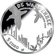 Netherlands 5 Euro De Wadden Sea 2016 Proof KM# 370 DE WADDENZEE NEDERLANDS WERELDERFGOED 2016 5 EURO coin reverse Netherlands 5 Euro De Wadden Sea 2016 Proof KM# 370 DE WADDENZEE NEDERLANDS WERELDERFGOED 2016 5 EURO coin reverse