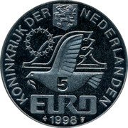 Netherlands 5 euro (Maarten Tromp) X# 144 KONINKRIJK DER NEDERLANDEN 5 EURO 1998 coin reverse Netherlands 5 euro (Maarten Tromp) X# 144 KONINKRIJK DER NEDERLANDEN 5 EURO 1998 coin reverse