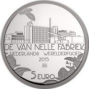 Netherlands 5 Euro Van Nelle factory 2015 KM# 362 DE VAN NELLE FABRIEK NEDERLANDS WERELDERFGOED 2015 5 EURO coin reverse Netherlands 5 Euro Van Nelle factory 2015 KM# 362 DE VAN NELLE FABRIEK NEDERLANDS WERELDERFGOED 2015 5 EURO coin reverse