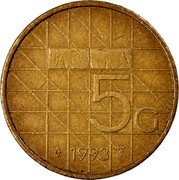 Netherlands 5 G Beatrix 1993 KM# 210 5 G 1999 coin reverse Netherlands 5 G Beatrix 1993 KM# 210 5 G 1999 coin reverse
