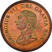UK 5 Shilling 6 Pence George III Pattern Bank Token 1811 KM# PnD68 GEORGIUS III DEI GRATIA REX coin obverse UK 5 Shilling 6 Pence George III Pattern Bank Token 1811 KM# PnD68 GEORGIUS III DEI GRATIA REX coin obverse