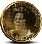 Netherlands 50 Euro 25 years Reign of Queen Beatrix 2005 Proof KM# 263 BEATRIX WIJ ZIJN KONINGIN DER NEDERLANDEN coin obverse Netherlands 50 Euro 25 years Reign of Queen Beatrix 2005 Proof KM# 263 BEATRIX WIJ ZIJN KONINGIN DER NEDERLANDEN coin obverse
