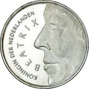 Netherlands 50 Guldens 25th Wedding Anniversary Beatrix & Claus 1991 Note: 60,000 pieces melted KM# 215 BEATRIX KONINGIN DER NEDERLANDEN 1966 1991 coin obverse Netherlands 50 Guldens 25th Wedding Anniversary Beatrix & Claus 1991 Note: 60,000 pieces melted KM# 215 BEATRIX KONINGIN DER NEDERLANDEN 1966 1991 coin obverse