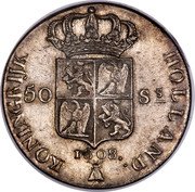 Netherlands 50 Stuivers Louis Napoleon 1808 KM# 28 KONINGRIJK HOLLAND 50 ST 1808 coin reverse Netherlands 50 Stuivers Louis Napoleon 1808 KM# 28 KONINGRIJK HOLLAND 50 ST 1808 coin reverse