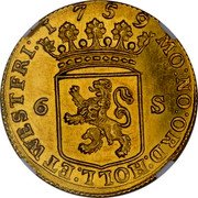 Netherlands 6 S Scheepjesscheling 1759 KM# 45a VIGILATE DEO CONFIDENTES coin reverse Netherlands 6 S Scheepjesscheling 1759 KM# 45a VIGILATE DEO CONFIDENTES coin reverse