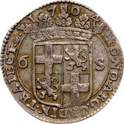 Netherlands 6 Stuivers 1704 KM# 81 Utrecht Province Standard Coinage coin obverse Netherlands 6 Stuivers 1704 KM# 81 Utrecht Province Standard Coinage coin obverse