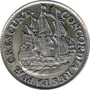 Netherlands 6 Stuivers Scheepjesschelling 1764 KM# 101.1 CONCORDIA RESPARVAE CRESCUNT coin reverse Netherlands 6 Stuivers Scheepjesschelling 1764 KM# 101.1 CONCORDIA RESPARVAE CRESCUNT coin reverse