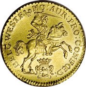 Netherlands 7 Guldens Rider 1751 Rooster KM# 129 MO AUR PRO CONFOED BELG WESTF coin obverse Netherlands 7 Guldens Rider 1751 Rooster KM# 129 MO AUR PRO CONFOED BELG WESTF coin obverse