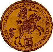 Netherlands 7 Guldens Mounted Knight 1761 Tree KM# 100 MO AUR PRO CONFOED BELG TRANSISAL coin obverse Netherlands 7 Guldens Mounted Knight 1761 Tree KM# 100 MO AUR PRO CONFOED BELG TRANSISAL coin obverse