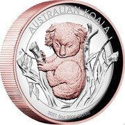 Australia 8 Dollars Australian Koala High Relief Gilded 2021 p ELIZABETH II AUSTRALIA 8 DOLLARS coin obverse Australia 8 Dollars Australian Koala High Relief Gilded 2021 p ELIZABETH II AUSTRALIA 8 DOLLARS coin obverse