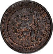 Netherlands Cent Wilhelmina I 1906 Proof KM# 132.2 KONINGRIJK DER NEDERLANDEN 1906 coin obverse Netherlands Cent Wilhelmina I 1906 Proof KM# 132.2 KONINGRIJK DER NEDERLANDEN 1906 coin obverse