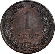 Netherlands Cent Wilhelmina I 1906 Proof KM# 132.2 1 CENT coin reverse Netherlands Cent Wilhelmina I 1906 Proof KM# 132.2 1 CENT coin reverse
