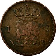 Netherlands Cent Willem I 1821 B KM# 47 1 C. B coin reverse Netherlands Cent Willem I 1821 B KM# 47 1 C. B coin reverse