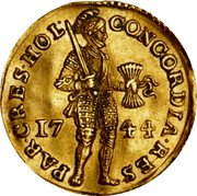 Netherlands Ducat 1 Ducat 1744 KM# 12.2 CONCORDIA RES - PAR CRES(CVNT) (HOL) coin obverse Netherlands Ducat 1 Ducat 1744 KM# 12.2 CONCORDIA RES - PAR CRES(CVNT) (HOL) coin obverse