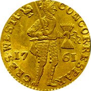Netherlands Ducat Dutch Republic 1761 Rooster KM# 93.3 CRES WESTF CONCOR RESPAR 1761 coin obverse Netherlands Ducat Dutch Republic 1761 Rooster KM# 93.3 CRES WESTF CONCOR RESPAR 1761 coin obverse