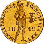 Netherlands Ducat Willem III 1849 KM# 83.2 CONCORDIA RES PARVAE CRESCUNT. 18 49 coin obverse Netherlands Ducat Willem III 1849 KM# 83.2 CONCORDIA RES PARVAE CRESCUNT. 18 49 coin obverse