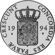 Netherlands Ducat Seven Provinces - Groningen 1994 Proof KM# 218 CONCORDIA RES PARVAE CRESCUNT 1994 coin obverse Netherlands Ducat Seven Provinces - Groningen 1994 Proof KM# 218 CONCORDIA RES PARVAE CRESCUNT 1994 coin obverse
