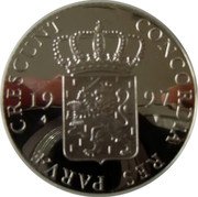 Netherlands Ducat Seven Provinces - Gelderland 1997 Proof KM# 225 CONCORDIA RES PARVAE CRESCUNT 19 97 coin obverse Netherlands Ducat Seven Provinces - Gelderland 1997 Proof KM# 225 CONCORDIA RES PARVAE CRESCUNT 19 97 coin obverse