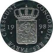 Netherlands Ducat Seven Provinces - Friesland 1998 B Proof KM# 226 CONCORDIA RES PARVAE CRESCUNT 19 98 coin obverse