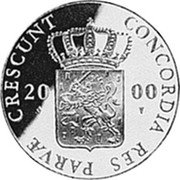 Netherlands Ducat Seven Provinces - Overijssel 2000 B Proof KM# 232 CONCORDIA RES PARVAE CRESCUNT 20 00 coin obverse