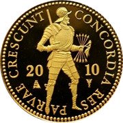 Netherlands Ducat Beatrix 2010 Proof KM# 190.2 CONCORDIA RES PARVAE CRESCUNT 20 10 coin obverse Netherlands Ducat Beatrix 2010 Proof KM# 190.2 CONCORDIA RES PARVAE CRESCUNT 20 10 coin obverse