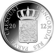 Netherlands Ducat Twelve Provinces - Utrecht 2012 Proof KM# 319 CONCORDIA RES PARVAE CRESCUNT 20 12 coin obverse Netherlands Ducat Twelve Provinces - Utrecht 2012 Proof KM# 319 CONCORDIA RES PARVAE CRESCUNT 20 12 coin obverse