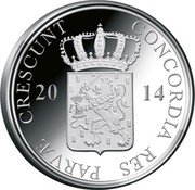 Netherlands Ducat Twelve Provinces - Flevoland 2014 Proof KM# 352 CONCORDIA RES PARVAE CRESCUNT  2014 coin obverse