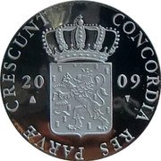 Netherlands Ducat Twelve Provinces - Limburg 2009 Proof KM# 296 CRESCUNT CONCORDIA RES PARVAE 2009 coin obverse