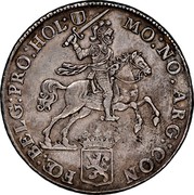 Netherlands Ducaton Armored knight on Horse Holland Province 1765 KM# 90.2 MO NO ARG CON FOE BELG PRO HOL coin obverse Netherlands Ducaton Armored knight on Horse Holland Province 1765 KM# 90.2 MO NO ARG CON FOE BELG PRO HOL coin obverse