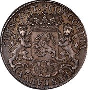 Netherlands Ducaton 1768 KM# 92.1 Utrecht Province Standard Coinage CONCORDIA RES PARVAE CRESCUNT 1768 coin reverse Netherlands Ducaton 1768 KM# 92.1 Utrecht Province Standard Coinage CONCORDIA RES PARVAE CRESCUNT 1768 coin reverse
