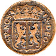 Netherlands Duit Crowned arms of Gelderland 1703 Crane KM# 75 IN DEO SP NOS coin obverse Netherlands Duit Crowned arms of Gelderland 1703 Crane KM# 75 IN DEO SP NOS coin obverse