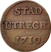 Netherlands Duit 1710 KM# 85 Utrecht Province Standard Coinage STAD UTRECHT 1711 coin reverse Netherlands Duit 1710 KM# 85 Utrecht Province Standard Coinage STAD UTRECHT 1711 coin reverse