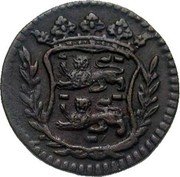 Netherlands Duit West Friesland Crowned Arms 1713 Crane KM# 100 coin obverse Netherlands Duit West Friesland Crowned Arms 1713 Crane KM# 100 coin obverse