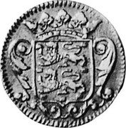 Netherlands Duit Rampant Lion Friesland 1717 KM# 80a coin obverse Netherlands Duit Rampant Lion Friesland 1717 KM# 80a coin obverse