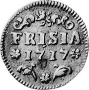 Netherlands Duit Rampant Lion Friesland 1717 KM# 80a FRISIA 1717 coin reverse Netherlands Duit Rampant Lion Friesland 1717 KM# 80a FRISIA 1717 coin reverse