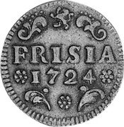 Netherlands Duit Rampant Lion 1724 KM# 80 FRISIA 1724 coin reverse Netherlands Duit Rampant Lion 1724 KM# 80 FRISIA 1724 coin reverse