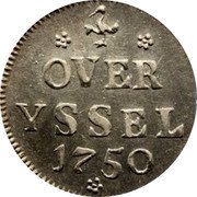 Netherlands Duit Overijssel Province 1750 KM# 90a OVERYSSEL 1750 coin reverse Netherlands Duit Overijssel Province 1750 KM# 90a OVERYSSEL 1750 coin reverse